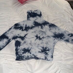 Garage Navy and White Tie Dye Long Sleeve Turtleneck Tee